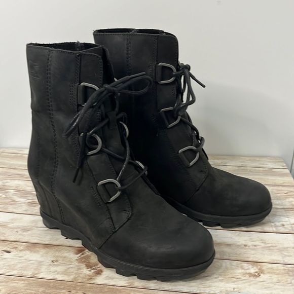Sorel Shoes - Womens Sorel Joan Wedge II Nubuck Wedge Heel Ankle Boots